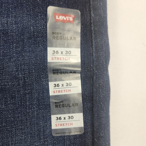 Levi's 505 Men's 36x30 Dark Wash Stretch Blue Jeans 99% Cotton NWT - Picture 6 of 8